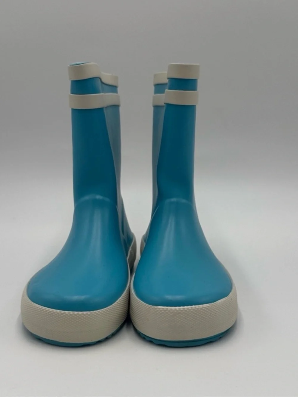 Kids Blue Rain Boots with Cream Trim Size 10
